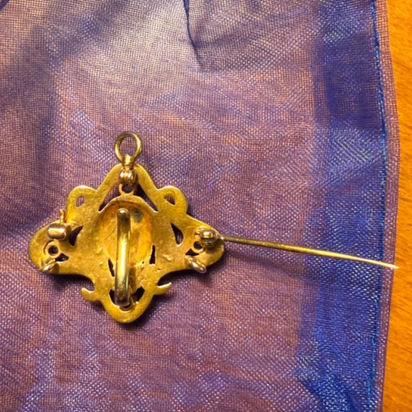 14k Gold Antique Art Nouveau Lady with Diamonds Brooch/Pendant/Watch Loop - Picture 3 of 3